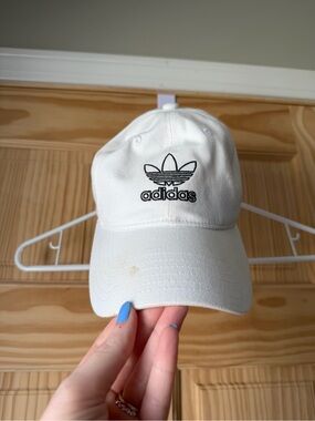 adidas White Cap with Black Trefoil Logo